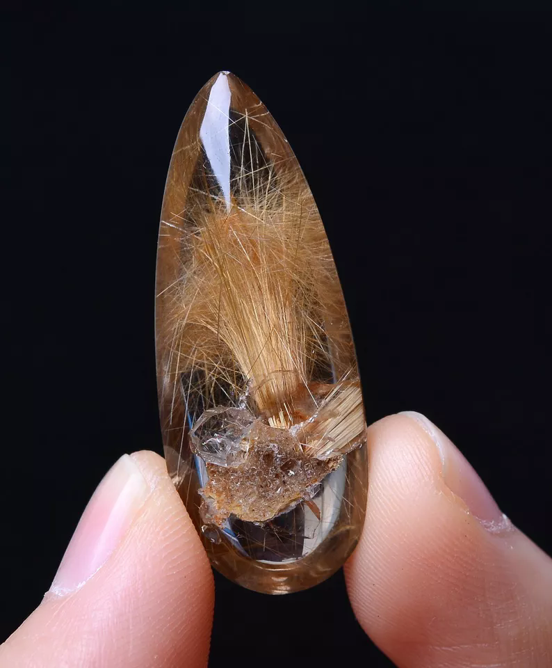 Natural Gold Rutilated Quartz Crystal "Stone Inside Stone" Pendant  46.75ct