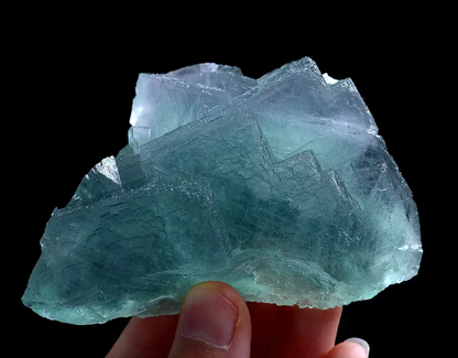 297gNatural Phantom Window Green Purple Cubic Fluorite CLUSTER Mineral Specimen