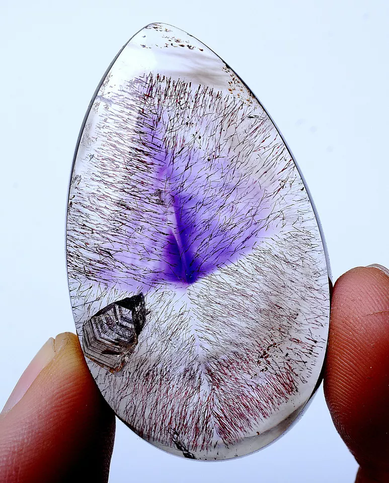 25g Collectible Natural Gold Hair Amethyst "Stone Inside Stone" Crystal Pendant