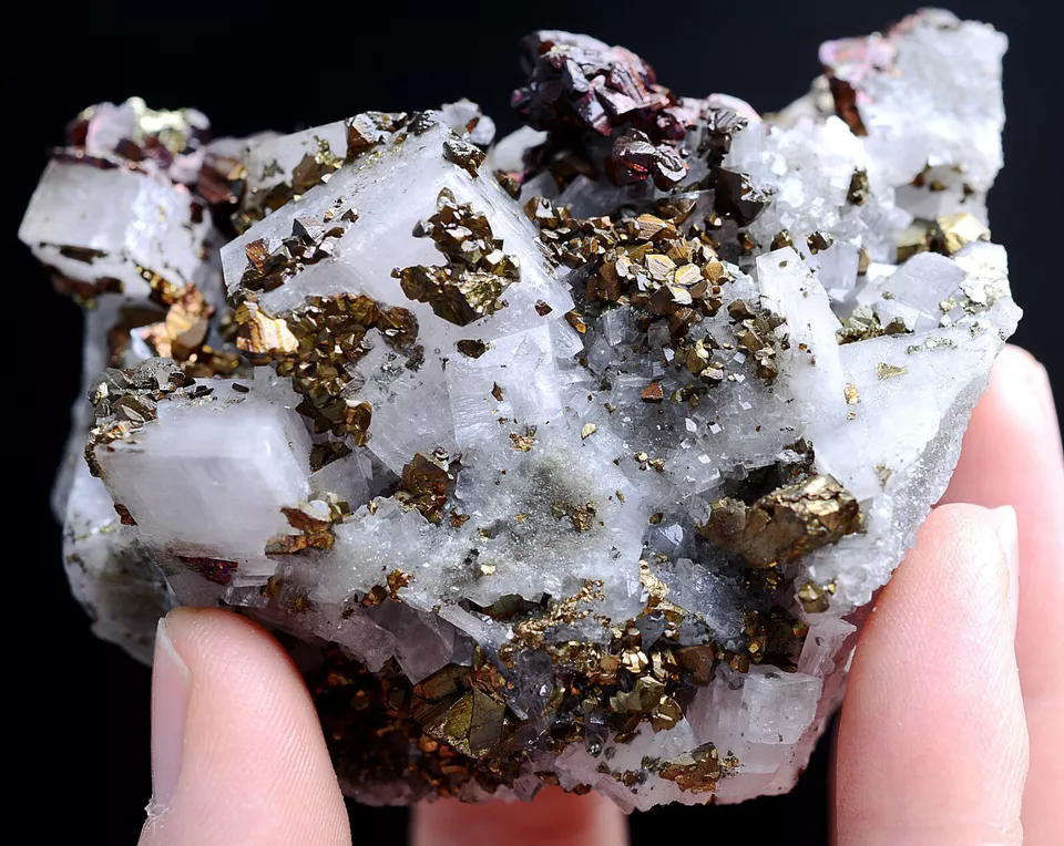 240g Natural Rare Rainbow Pyrite & Calcite Cluster Mineral Specimen/China