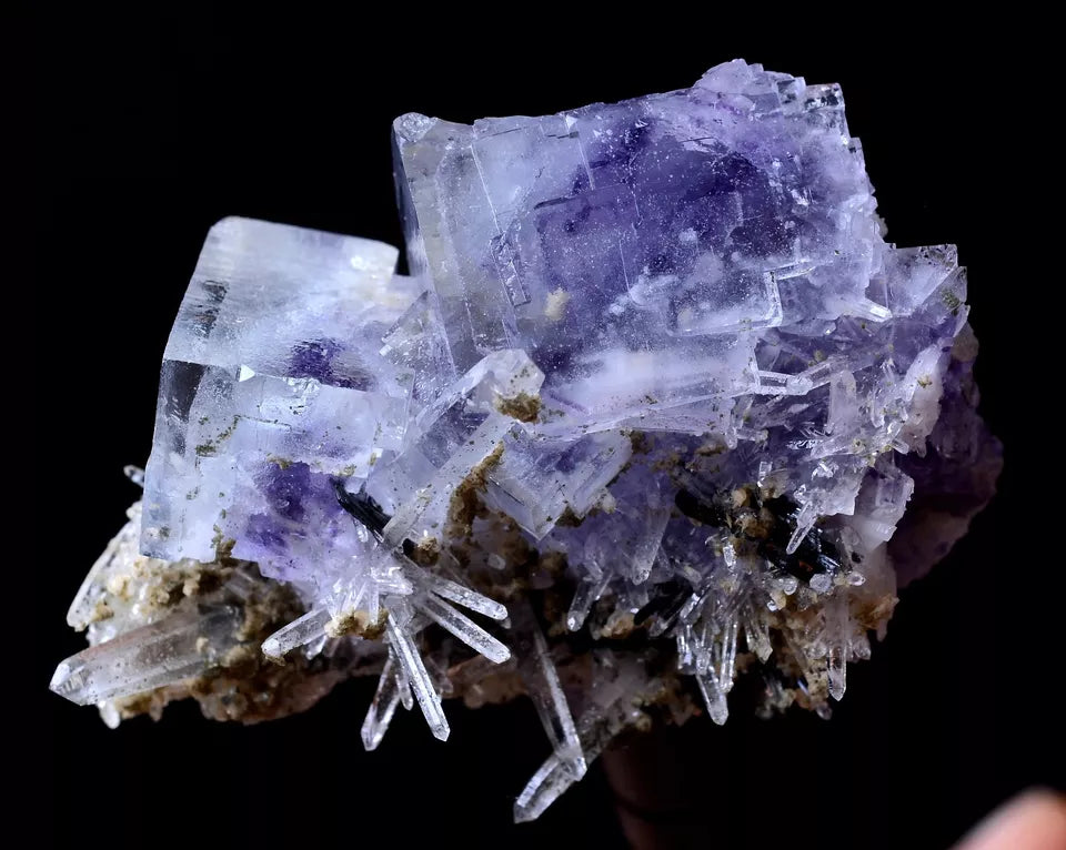 60.5g NEWLY DISCOVERED RARE PURPLE FLUORITE & CRYSTAL SYMBIOTIC MINERAL SAMPLES