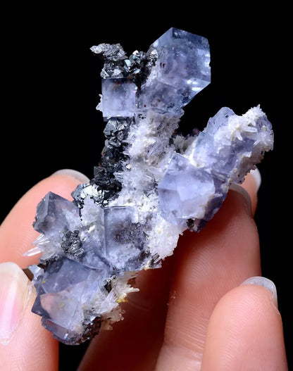 25.42g NATURAL PURPLE FLUORITE & ARSENOPYRITE SYMBIOTIC MINERAL SPECIMEN