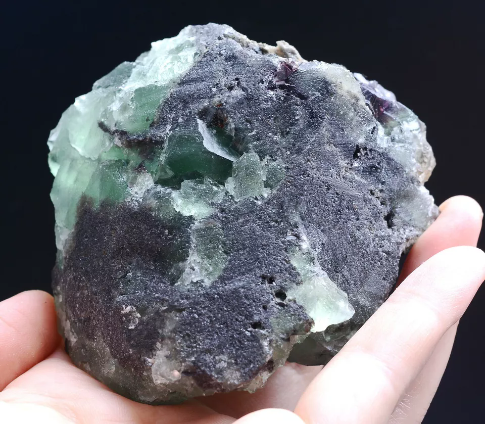 353.g NATURAL Transparent Green Cubic FLUORITE Crystal Cluster Mineral Specimen