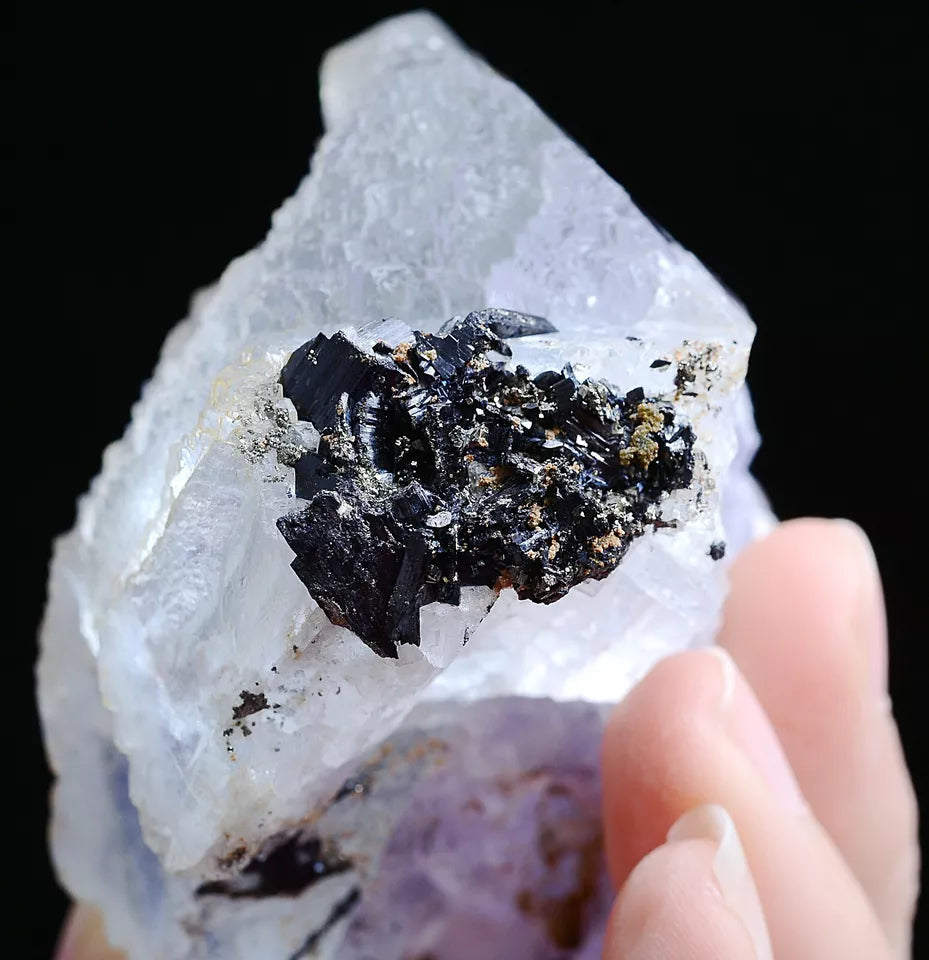 201g Natural Purple FLUORITE & Pyrite Wolframite Mineral Specimen/ Yaogang  xian