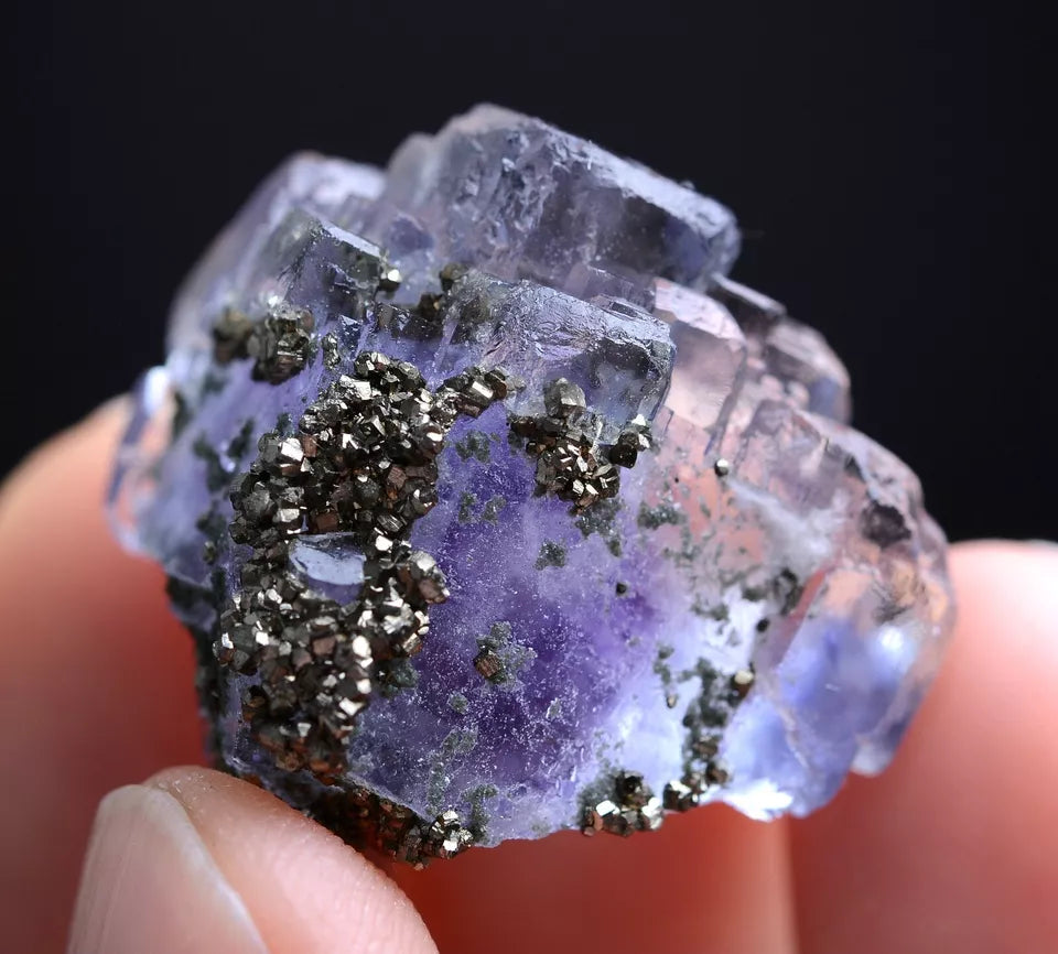 12g Natural Violet Fluorite Arsenopyrite Mineral Specimen/Yaogangxian  China