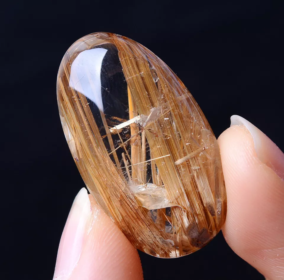 44.30CT NATURAL GOLD RUTILATED QUARTZ CRYSTAL WOMAN MEN CURE POWERFUL  PENDANT