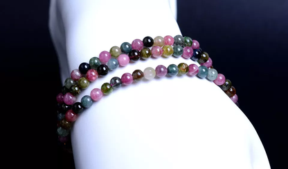 4.5mm Natural Brazil Colorful Tourmaline Crystal Clear Beads Woman Bracelet