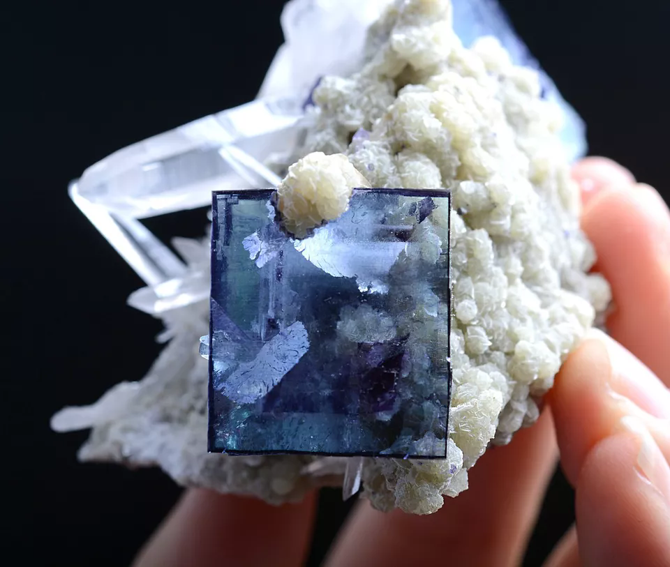 202g Natural Blue and White Porcelain Fluorite Mineral Specimen/YaoGang  Xian