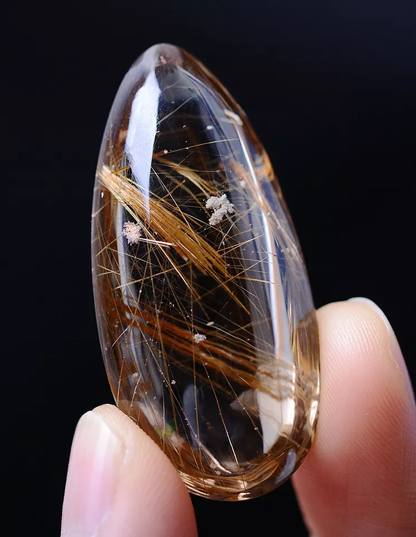 15.04g  AA++Natural Clear Quartz Gold Hair Rutilated Crystal Healing Pendant