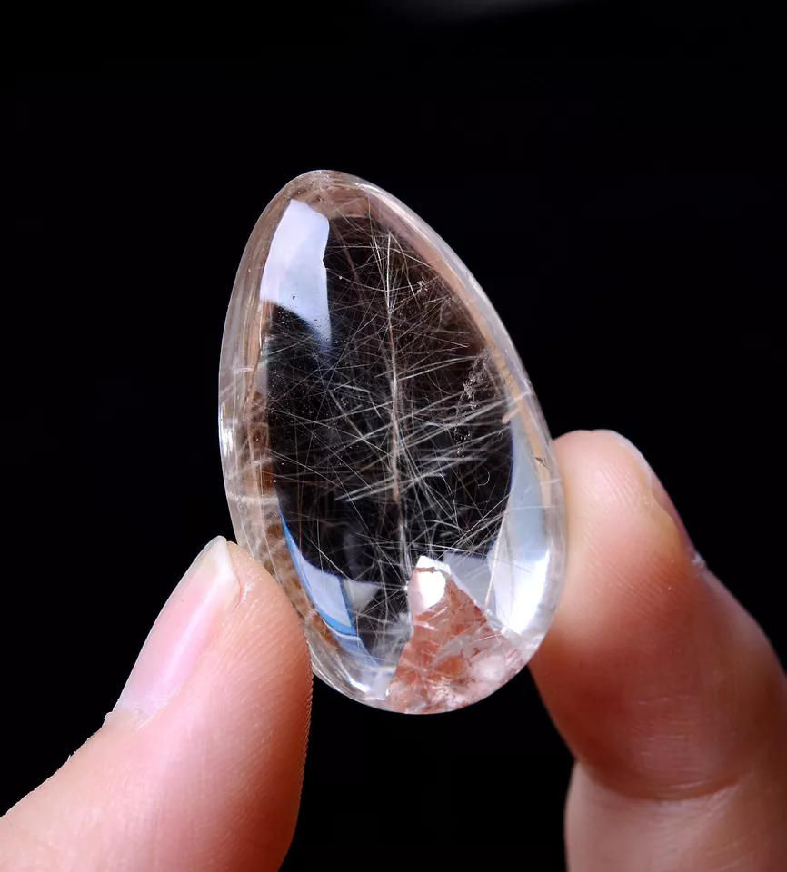 13.84g Natural Clear Gold Rutilated "Stone Inside Stone"Quartz Crystal Pendant