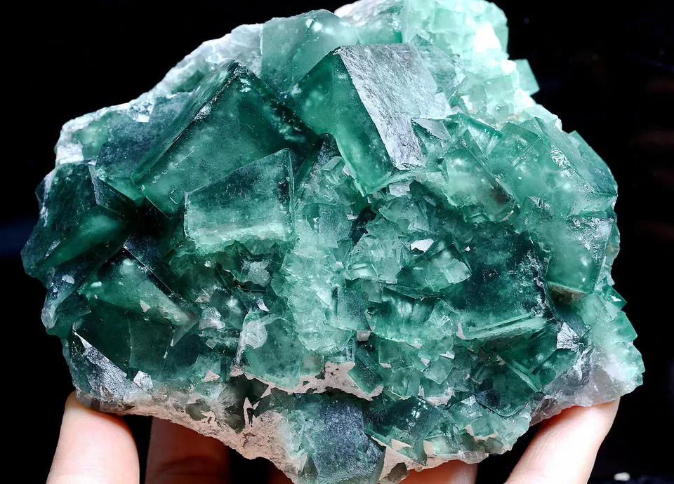 NATURAL Beauty Green Cubic FLUORITE Crystal Cluster Mineral Specimen 1178.g