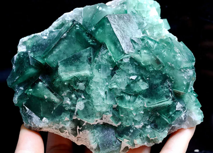 NATURAL Beauty Green Cubic FLUORITE Crystal Cluster Mineral Specimen 1178.g