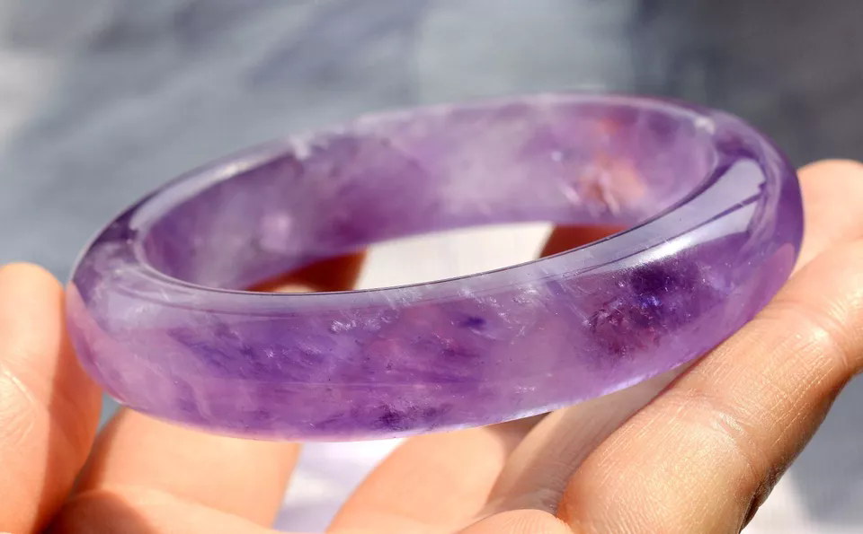 Natural Lavender Amethyst Crystal Woman Healing  Bangle Inner Diameter 59mm