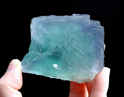 269gNatural Phantom Window Green Purple Cubic Fluorite CLUSTER Mineral Specimen