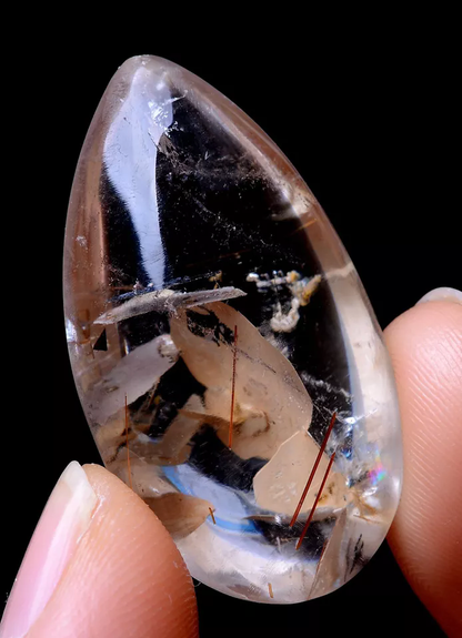 51.65ct RARE NATURAL Clear Mica Quartz "Stone in Stone" Crystal Pendant Healing