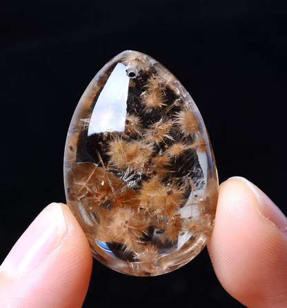 10g Natural Rare Variety Quartz Gold Hair Sunflower Rutilated Crystal Pendant