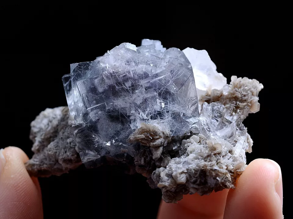 54gNatural Bismuthinite Purple FLUORITE & Dolomite Mineral Specimen/Yaogangxian