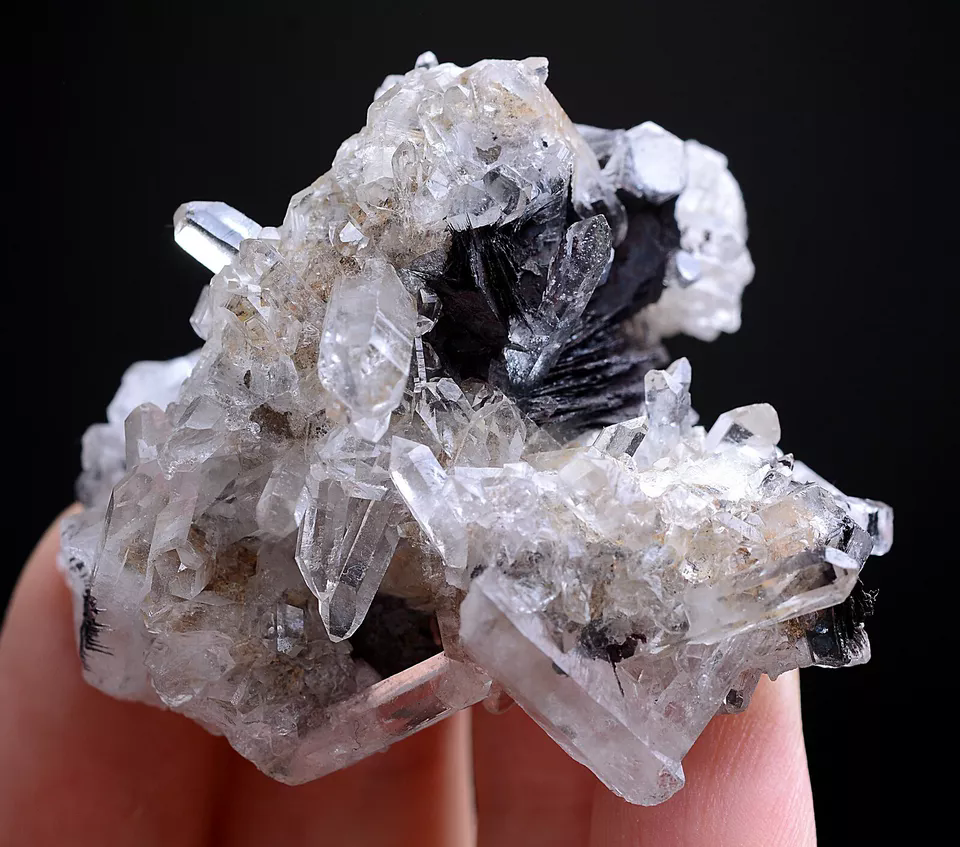 49g Natural White Crystal Cluster & Flower Shape  Specularite Mineral  Specimen