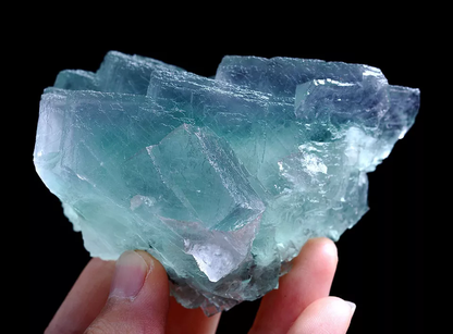 297gNatural Phantom Window Green Purple Cubic Fluorite CLUSTER Mineral Specimen