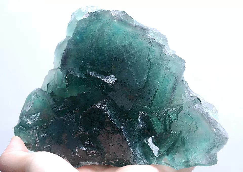 1256g Natural Phantom Window Green Cubic Fluorite CLUSTER Mineral  Specimen