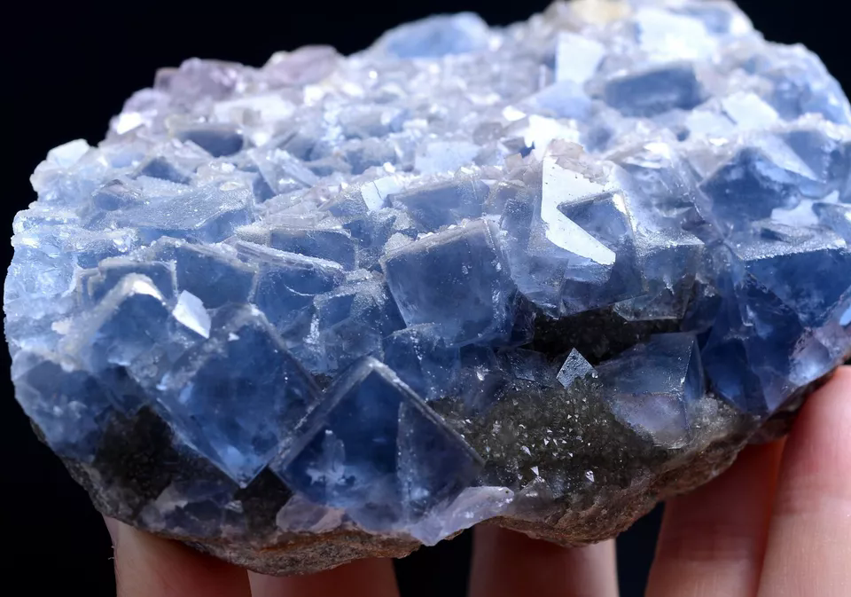 644.50g Natural Transparent Blue Cube Fluorite Crystal Mineral Specimen/China