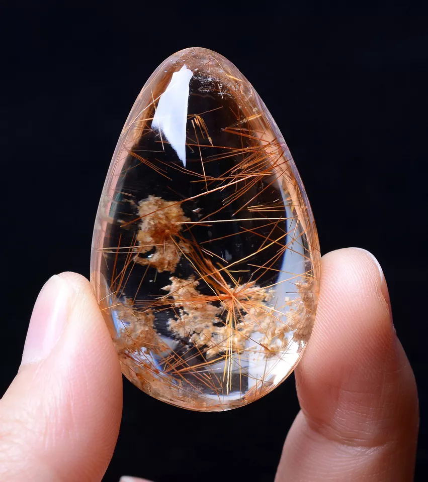 124.70ct Natural Rare Gold Rutilated Quartz Crystal Woman Cure Powerful Pendant