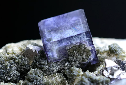 35gNatural Purple Fluorite & Crystal Arsenopyrite Mineral Specimen/ Yaogangxian