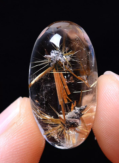 4.26g Natural Healing Clear Quartz Gold Hair Rutilated Crystal Stone Pendant