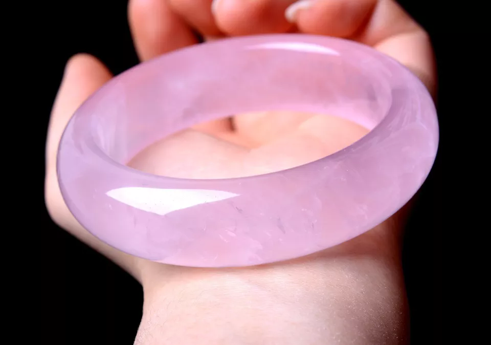 Beauty Natural Cure Rose Quartz Mozambique Crystal Bangle Inner Diameter 59mm