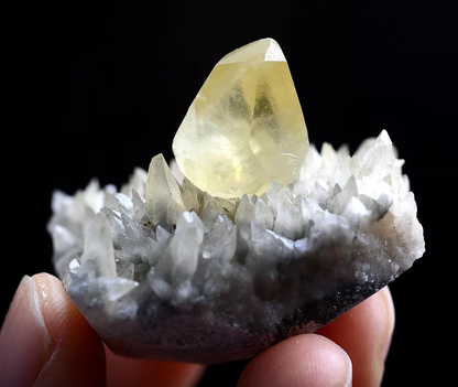 31.g Natural Perfect Dipyramidal Yellow Calcite CLUSTER Mineral Specimen/China