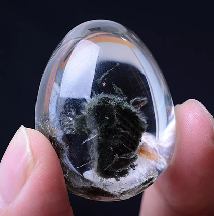 27.42g Natural Clear Green Ghost Phantom Quartz Crystal Pendant Healing Jewelry