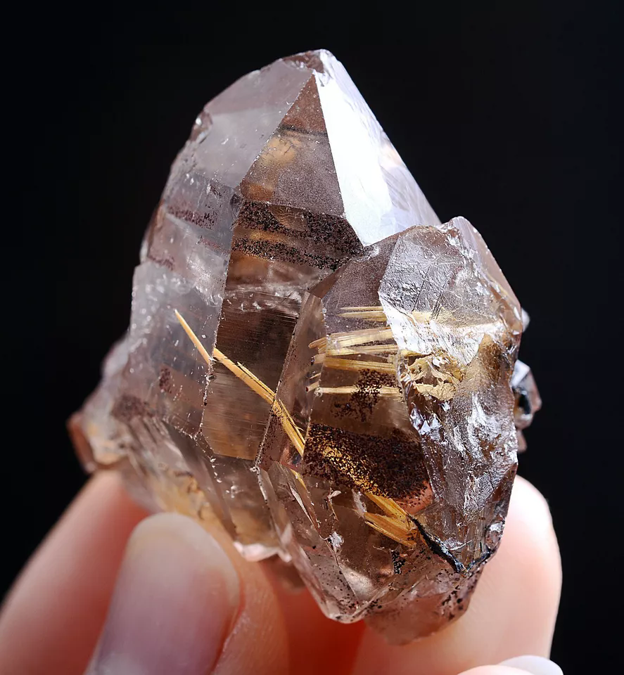 46gNatural Transparent Gold Rutilated Skeletal Quartz Crystal Mineral Specimens