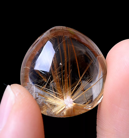 31.55ct Natural Gold Rutilated Quartz Crystal Woman & Men Cure Powerful Pendant