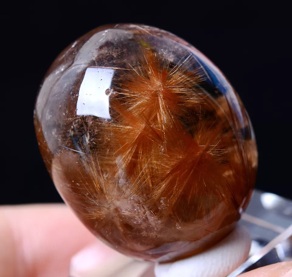 NATURAL GOLD RUTILATED QUARTZ CRYSTAL CURE POWERFUL SUNFLOWER PENDANT  18.78g