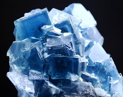 185.0g Natural Transparent Window Blue Cube Fluorite CLUSTER Mineral Specimen