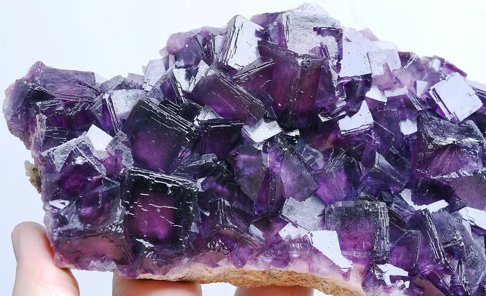 514g NEWLY DISCOVERED RARE PURPLE FLUORITE CRYSTAL CLUSTER MINERAL  SAMPLES