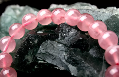 10 mm NATURAL MADAGASCAR ROSE QUARTZ CRYSTAL ROUND BEADS WOMAN BRACELET AAAA