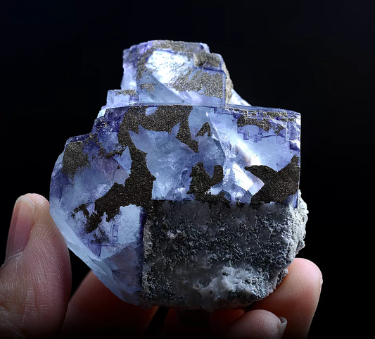 106gNew Variety Natural Purple Fluorite & Pyrite Mineral Specimen/ Yaogangxian