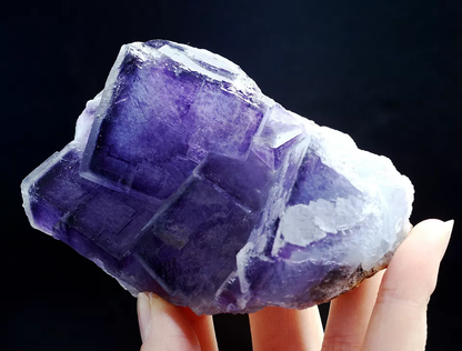 276g Natural Phantom Window Cube Blue Purple Fluorite Mineral Specimen/China