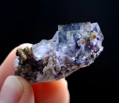 16gNatural Purple Blue Fluorite & Crystal Cluster Mineral Specimen/ Yaogangxian