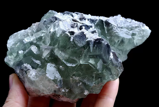 449g Natural Clear Green Fluorite & Crystal Mineral Specimen/Xianghualing China