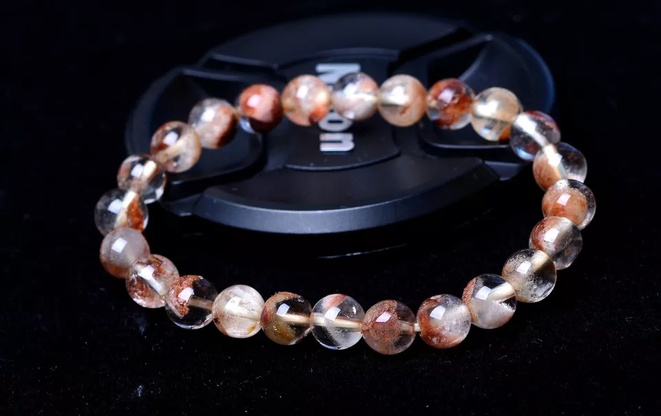 8mm Natural Colorful Red Ghost Phantom Quartz Crystal Cure Woman Bracelet