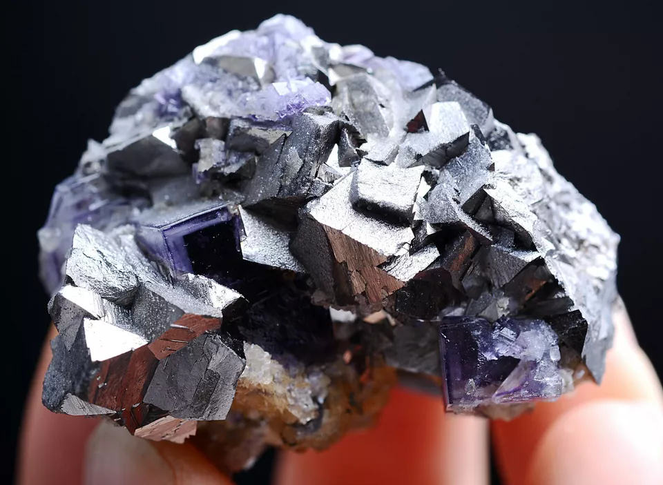 64g Natura Purple FLUORITE Arsenopyrite Calcite Mineral Specimen/Yaogang xian