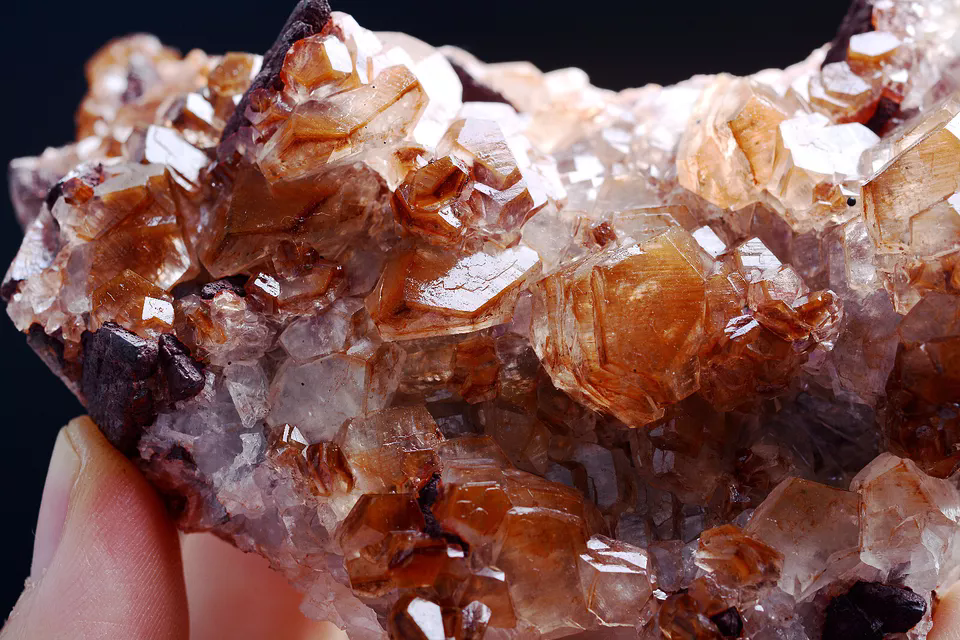 238g Natural Red Hexagon Calcite Mineral Specimen/ Hubei China