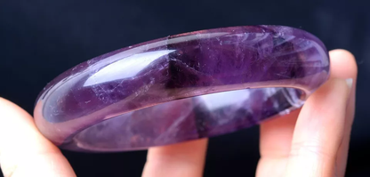 59mm Natural Rare Lavender Amethyst Quartz Crystal Madam Bangle Inner Diameter