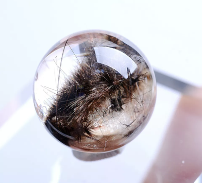 12.9g Natural Rare Silver Hair Rutilated Quartz Titanium Flowers Crystal Ball