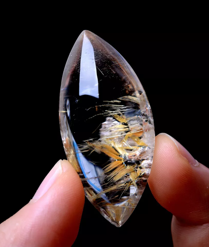 Natural Gold Rutilated Quartz Crystal Woman Men Cure Powerful Pendant  22.3g