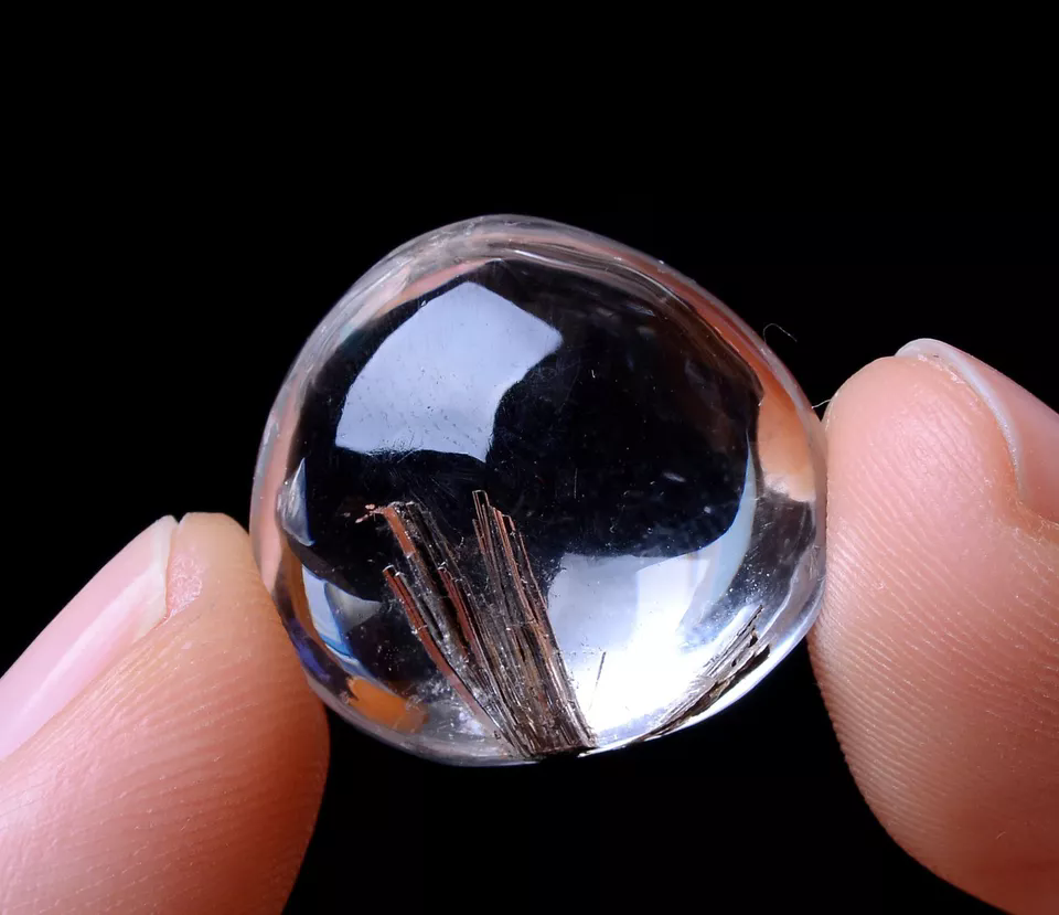 22.15ct Natural Black Rutilated Quartz Crystal Woman Men Cure Powerful Pendant