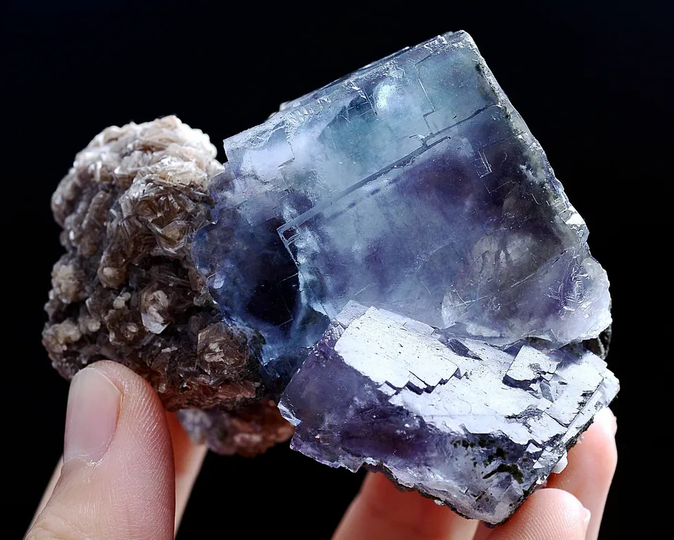 246g Natural Window Purple Fluorite & Calcite Mineral Specimen/ YaogangxianChina