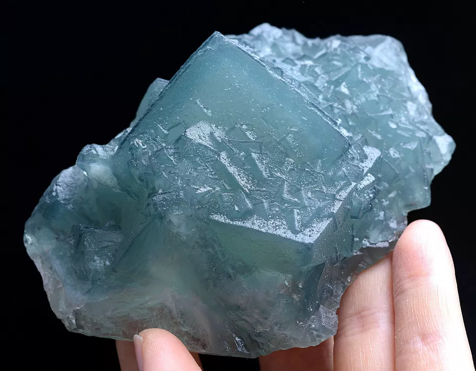 356g Natural Phantom Window Green Cubic Fluorite CLUSTER Mineral Specimen